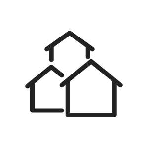 Icon: 3 überlappende Häuser