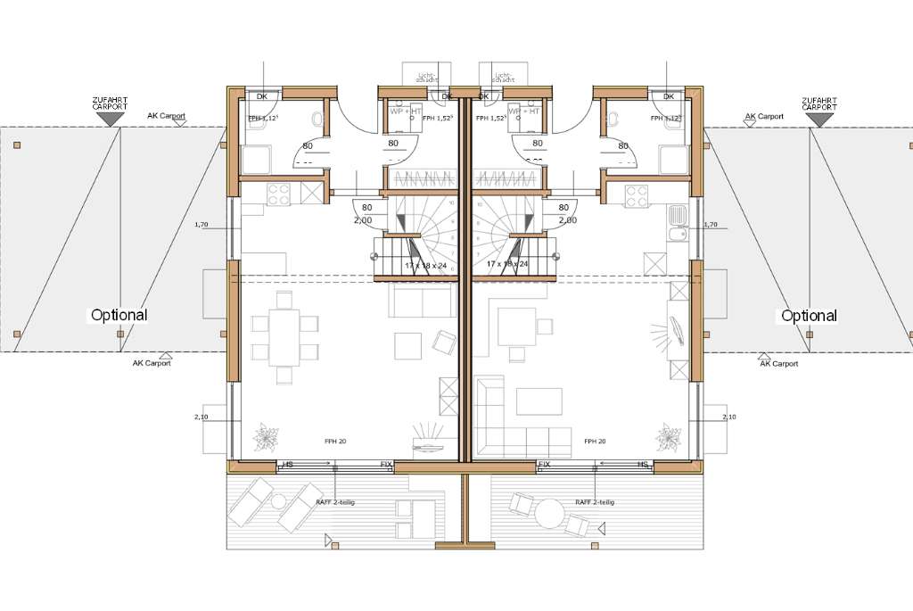 Grundriss/Maßstabszeichnung der Doppelhaushälfte.