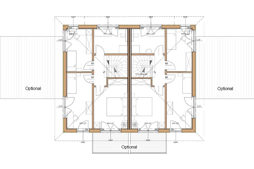 Grundriss/Maßstabszeichnung der Doppelhaushälfte.